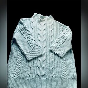 Vince Camuto Pale green transition cotton blend Cable Knit Turtleneck Sweater